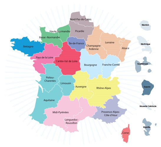 Carte de France des nouvelles régions en 2015